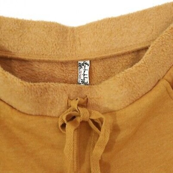 Free People Kelly Lounge Shorts Size M Stretch Fleece Pockets Cognac Gold NEW B2 - Picture 5 of 5